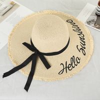 Women's Elegant Lady Solid Color Flat Eaves Straw Hat main image 2