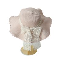 Women's Elegant Cute Pastoral Solid Color Bowknot Big Eaves Sun Hat main image 4