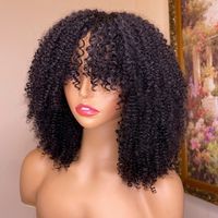 Women's Simple Style Party Stage Real Hair Bangs Short Curly Hair Wig Net main image 1