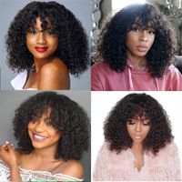 Women's Simple Style Party Stage Real Hair Bangs Short Curly Hair Wig Net main image 3
