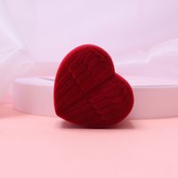 Romantic Simple Style Heart Shape Solid Color Plastic Embryo Flocking Jewelry Boxes sku image 1