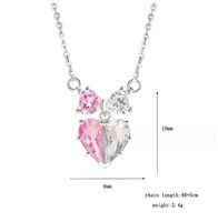 Sweet Classic Style Heart Shape Sterling Silver Plating Inlay Zircon White Gold Plated Pendant Necklace main image 2