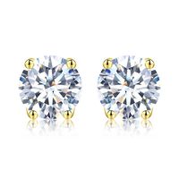 1 Pair Simple Style Geometric Sterling Silver Moissanite Silver Plated Ear Studs sku image 6