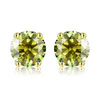 1 Pair Simple Style Geometric Sterling Silver Moissanite Silver Plated Ear Studs sku image 2