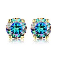 1 Pair Simple Style Geometric Sterling Silver Moissanite Silver Plated Ear Studs sku image 12
