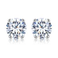 1 Pair Simple Style Geometric Sterling Silver Moissanite Silver Plated Ear Studs sku image 5