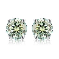 1 Pair Simple Style Geometric Sterling Silver Moissanite Silver Plated Ear Studs sku image 1