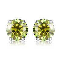 1 Pair Simple Style Geometric Sterling Silver Moissanite Silver Plated Ear Studs sku image 3