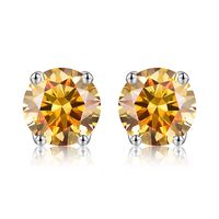 1 Pair Simple Style Geometric Sterling Silver Moissanite Silver Plated Ear Studs sku image 7