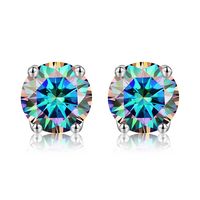 1 Pair Simple Style Geometric Sterling Silver Moissanite Silver Plated Ear Studs sku image 9