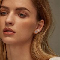 1 Set Simple Style Solid Color Plating Inlay Copper Zircon 14k Gold Plated Rose Gold Plated White Gold Plated Ear Studs main image 9