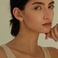 1 Set Simple Style Solid Color Plating Inlay Copper Zircon 14k Gold Plated Rose Gold Plated White Gold Plated Ear Studs main image 7