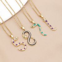 Copper Casual Simple Style Enamel Plating Inlay Snake Zircon Pendant Necklace main image 4