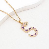 Copper Casual Simple Style Enamel Plating Inlay Snake Zircon Pendant Necklace main image 5