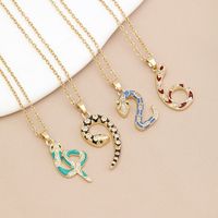 Copper Casual Simple Style Enamel Plating Inlay Snake Zircon Pendant Necklace main image 3