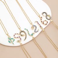 Copper Casual Simple Style Enamel Plating Inlay Snake Zircon Pendant Necklace main image 1