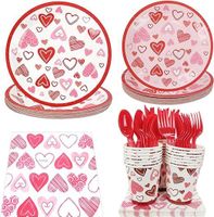 Valentine's Day Sweet Pastoral Heart Shape Paper Family Gathering Party Festival Tableware main image 1