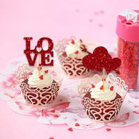Valentine's Day Birthday Classic Style Letter Heart Shape Paper Festival Cake Decorating Supplies sku image 1
