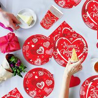 Valentine's Day Sweet Pastoral Heart Shape Paper Family Gathering Party Festival Tableware main image 4