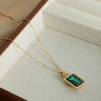 Simple Style Rectangle Titanium Steel Plating Inlay Glass 18k Gold Plated Pendant Necklace main image 3