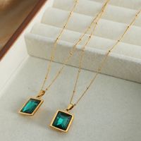 Simple Style Rectangle Titanium Steel Plating Inlay Glass 18k Gold Plated Pendant Necklace main image 1