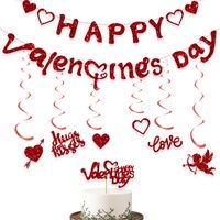 Día De San Valentín Romántico Letra Forma De Corazón Papel Fiesta Festival Adornos Colgantes Suministros De Decoración De Pasteles sku image 4