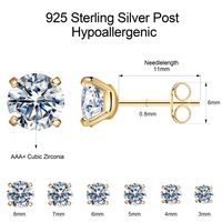 1 Set Simple Style Solid Color Plating Inlay Copper Zircon 14k Gold Plated Rose Gold Plated White Gold Plated Ear Studs main image 4