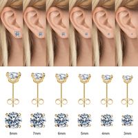 1 Set Simple Style Solid Color Plating Inlay Copper Zircon 14k Gold Plated Rose Gold Plated White Gold Plated Ear Studs main image 6
