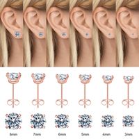 1 Set Simple Style Solid Color Plating Inlay Copper Zircon 14k Gold Plated Rose Gold Plated White Gold Plated Ear Studs sku image 1