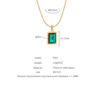 Simple Style Rectangle Titanium Steel Plating Inlay Glass 18k Gold Plated Pendant Necklace main image 2