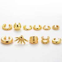 1 Piece Vintage Style Cool Style C Shape Geometric Plating Copper 18k Gold Plated Ear Studs main image 8
