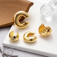 1 Piece Vintage Style Cool Style C Shape Geometric Plating Copper 18k Gold Plated Ear Studs main image 5