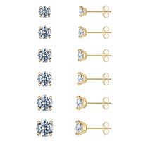 1 Set Simple Style Solid Color Plating Inlay Copper Zircon 14k Gold Plated Rose Gold Plated White Gold Plated Ear Studs main image 5