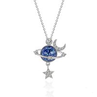 Elegant Lady Star Moon Copper Zircon Pendant Necklace In Bulk main image 2