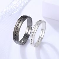 Romantic Classic Style Electrocardiogram Alloy Plating Valentine's Day Couple Rings main image 3