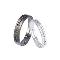Romantic Classic Style Electrocardiogram Alloy Plating Valentine's Day Couple Rings main image 2