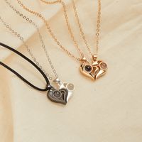 Elegant Heart Shape Alloy Plating Valentine's Day Couple Pendant Necklace main image 1