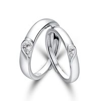 Elegant Classic Style Heart Shape Copper Zircon Open Rings In Bulk sku image 4