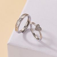 Elegant Classic Style Heart Shape Copper Zircon Open Rings In Bulk main image 4