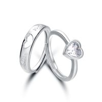 Elegant Classic Style Heart Shape Copper Zircon Open Rings In Bulk sku image 2