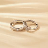 Elegant Classic Style Heart Shape Copper Zircon Open Rings In Bulk main image 5