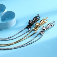 Elegant Lady Cat Titanium Steel Pendant Necklace main image 5