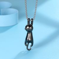 Elegant Lady Cat Titanium Steel Pendant Necklace main image 4