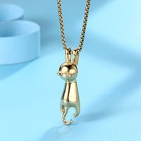 Elegant Lady Cat Titanium Steel Pendant Necklace main image 3