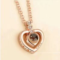 Elegant Korean Style Heart Shape Copper Zircon Pendant Necklace In Bulk sku image 1