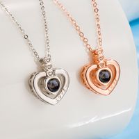 Elegant Korean Style Heart Shape Copper Zircon Pendant Necklace In Bulk main image 4
