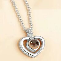 Elegant Korean Style Heart Shape Copper Zircon Pendant Necklace In Bulk sku image 2