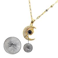 Casual Streetwear Moon Copper Zircon Pendant Necklace In Bulk main image 4