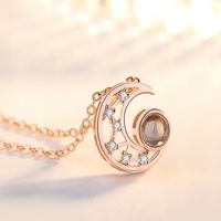 Elegant Lady Moon Copper Zircon Pendant Necklace In Bulk main image 5