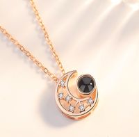 Elegant Lady Moon Copper Zircon Pendant Necklace In Bulk sku image 1